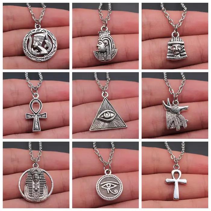 Collier pendentif croix égyptien en alliage de zinc pour femmes style vendange occasions spéciales