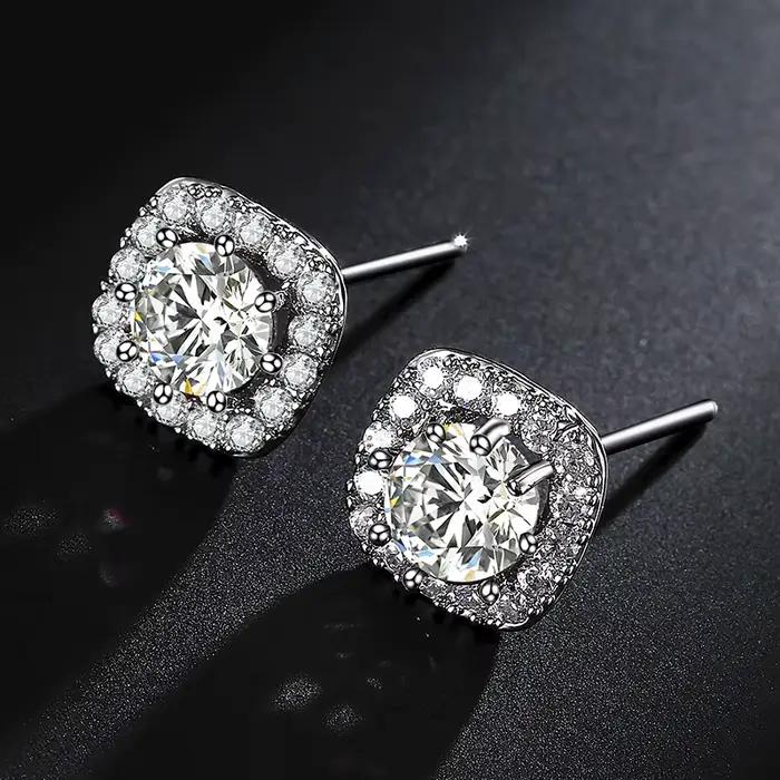 Boucles d'oreilles Rock Hiphop en cuivre zircone cubique carrées pour hommes style audacieux occasions spéciales