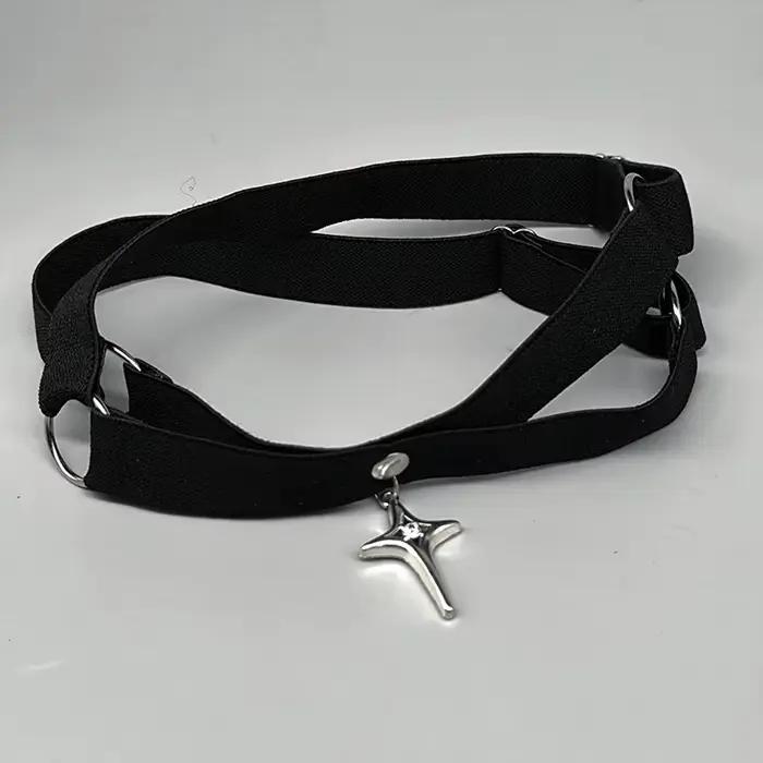 Gothique Punk élastique cuisse jarretière étoile pendentif jambe harnais sangles Bandages jambe enve