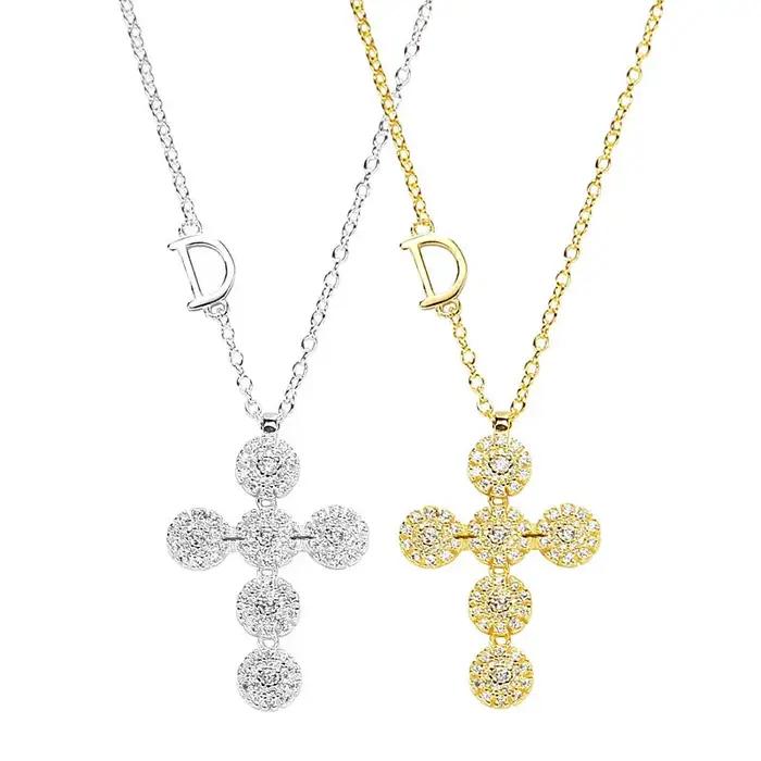 Collier croix en argent sterling 925 avec diamants scintillants pour femmes, bijou romantique et symbolique pour occasions spéciales
