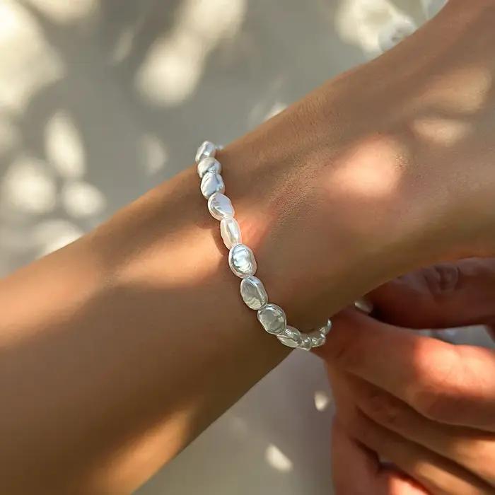 Nouveau Bracelet Chaîne Ovale en Perles d'Imitation Tendance pour Hommes et Femmes, Collier et Brace