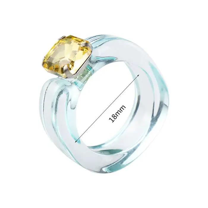 Bagues tendance vintage pour filles, en résine acrylique transparente avec strass, bijoux fantaisie