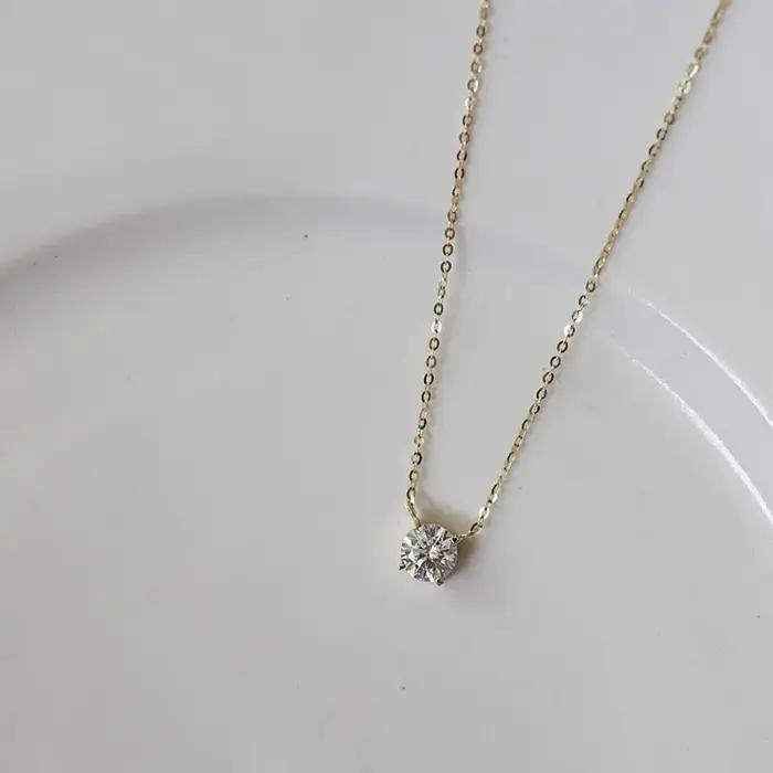 Collier en Argent Sterling 925 Plaqué Or 18 Carats Bijoux de Mariage Femme Occasions Spéciales Zircon Scintillant Chaîne de Clavicule Polyvalente