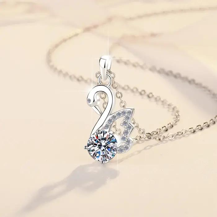 Collier avec pendentif en argent 925 pour femmes, bijoux de mariage nobles en argent sterling, acces