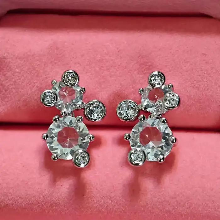 Parure de bijoux de luxe scintillante en cristal blanc 2026 – Collier