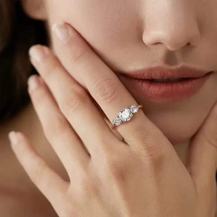 GRA – bague ronde en diamant Moissanite véritable pour femmes, 1,6 ct, en argent Sterling 925, pour fête d'anniversaire, bijoux de luxe de haute qualité