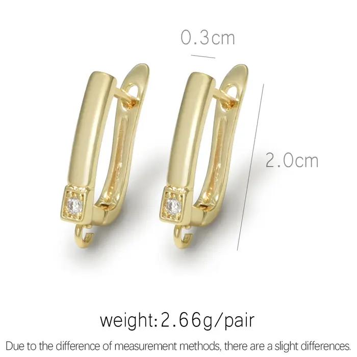 Crochets de boucle d'oreille plaqués or 18 carats pour femmes, accessoires de bijoux, boucles d'oreilles de mariage, bricolage exécutif, fait à la main, vente en gros, nouveau, 1 paire