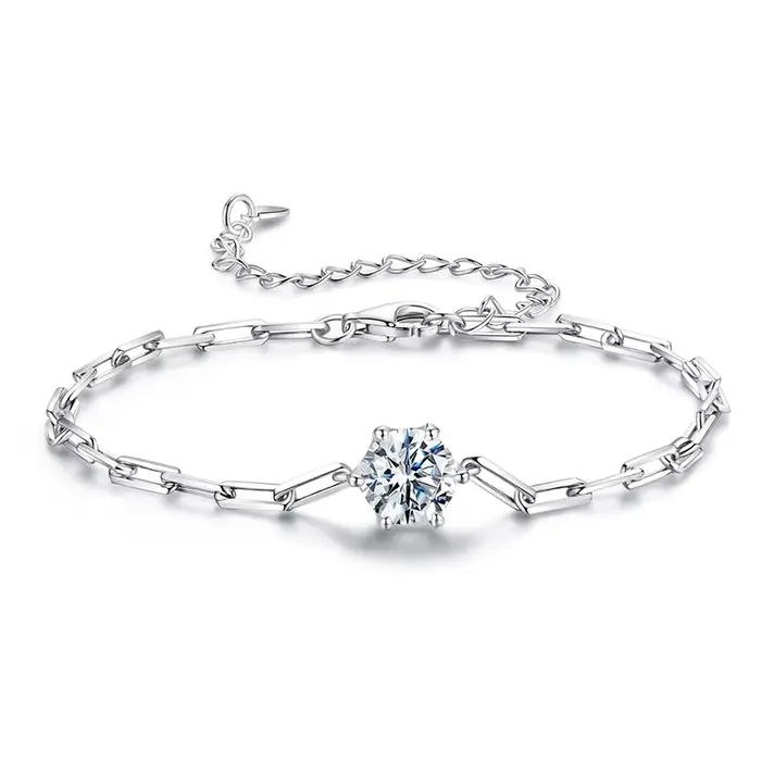 Bamoer U 1CT – Bracelet en Moissanite en argent Sterling 925, longueur réglable, certifié, bijoux fi