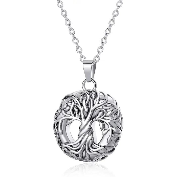 Collier Urne Arbre de Vie en Acier Inoxydable Unisexe avec Kit de Remplissage pour Souvenirs Personnels Occasions Spéciales
