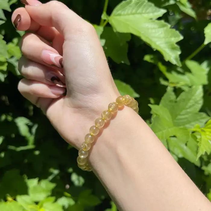 AAAAA 4/6/8mm bijoux chanceux Citrines naturelles Bracelet Citrine cristal pierre perle