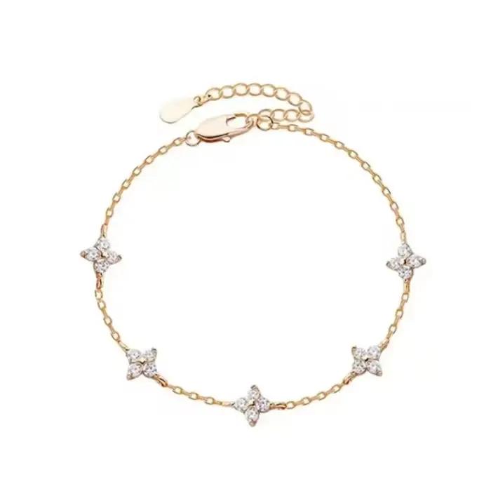 Bracelet à fleurs en cristal de haute qualité pour femmes, style romantique et mignon, bijou personnalisable et ajustable pour toutes les occasions spéciales