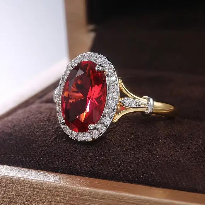 Bague en zircone rouge rose élégante pour femmes occasions spéciales soirée fête cadeau de luxe