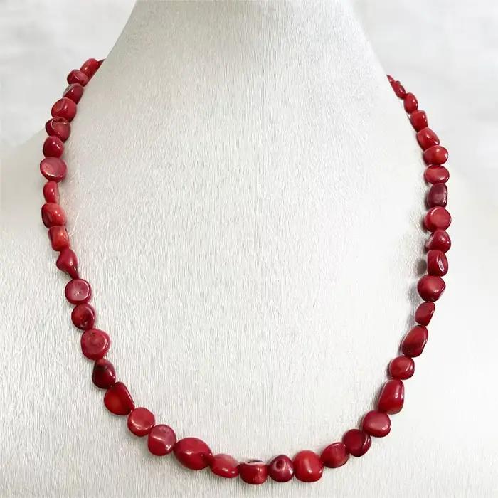 Collier de lieux de pépites rouges irrégulières, véritable pierre naturelle, pierre précieuse exquis