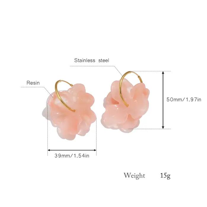 Boucles d'oreilles fleuries en acier inoxydable plaqué or pour femmes romantiques et mignonnes occasions spéciales et quotidienne