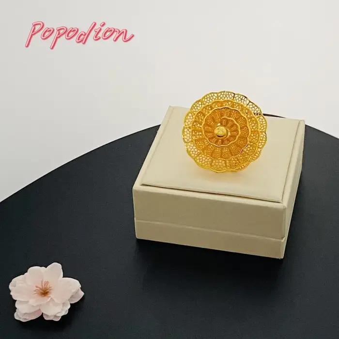 Popodion-Bague plaquée or 24 carats pour femme, Dubaï, YY10 Costumes, Nouveau