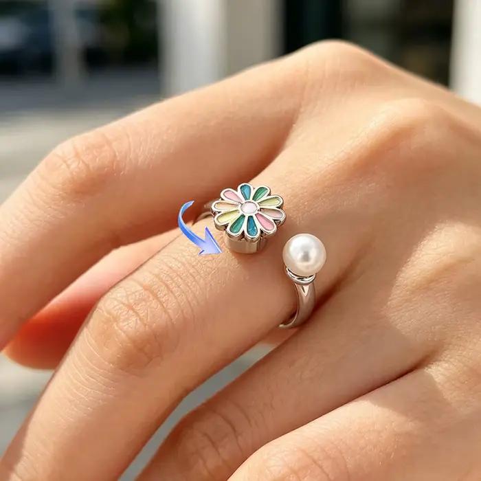 Bagues rotatives marguerites colorées pour femmes, plaquées or 18 carats, anti-stress, bijoux de mode, cadeaux pour toutes les occasions