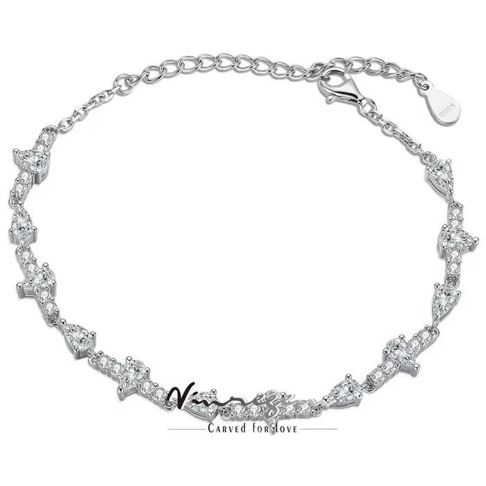 Vinregem laboratoire créé saphir pierres précieuses mode Bracelets bracelet 100% 925 en argent Sterling bijoux fins pour les femmes cadeaux en gros