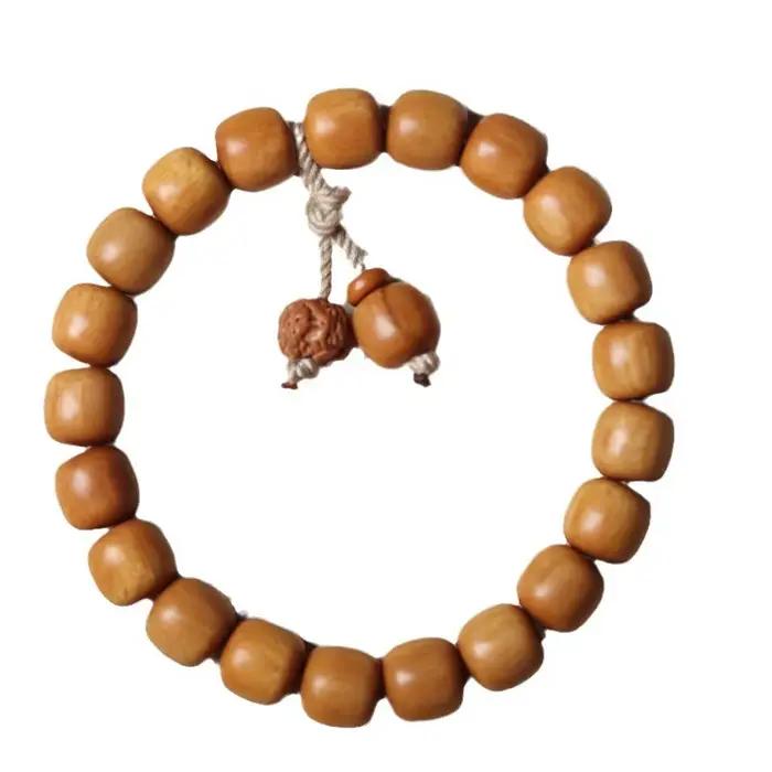 Bracelet en bois de santal de montagne ancienne, petit pendentif en diamant, Style artisanal unisexe, bijoux Mala, cadeau de vacances