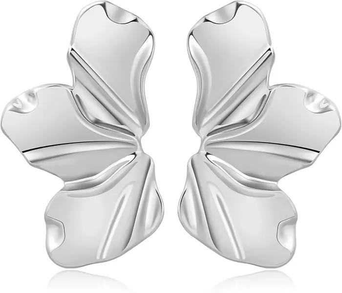 Cefiri 48mm or blanc/plaqué or pétale boucle d'oreille pour les femmes en alliage de Zinc fleur boucles d'oreilles simples bijoux cadeau pour noël