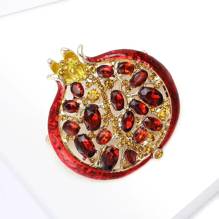 Beaut & Berry luxe strass grenade broches pour femmes émail fruits plante