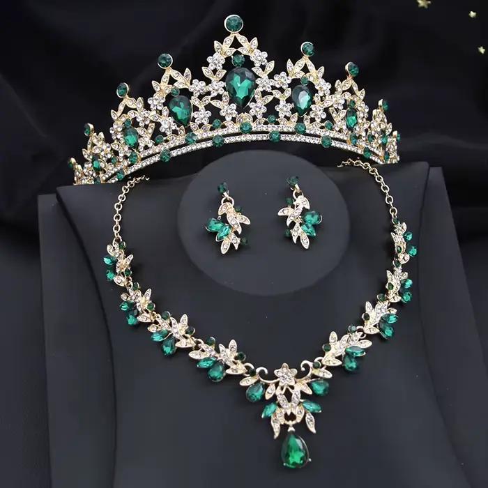 Parures de bijoux Princesse Couronne Rose pour Femme – Diadèmes, Colliers et Boucles d'oreilles pour