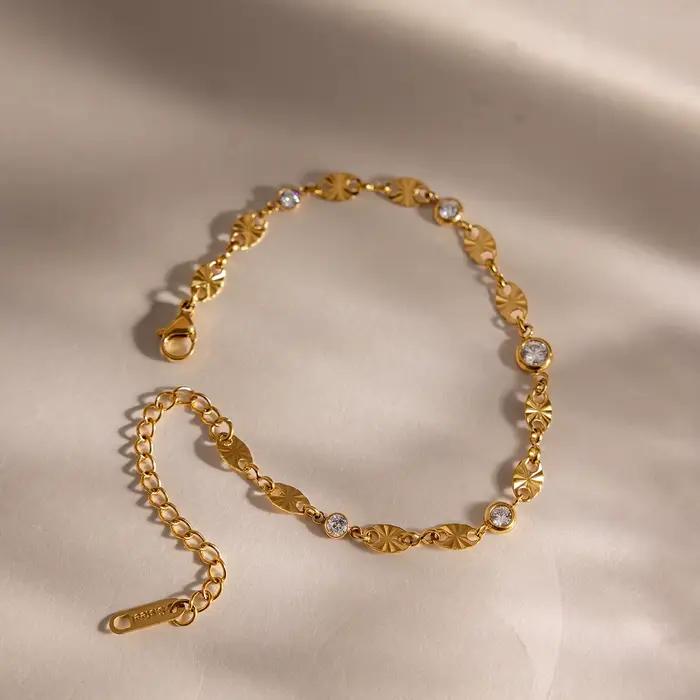 Bracelet chaîne et maillons en acier inoxydable finition or pour femme bijou de mode