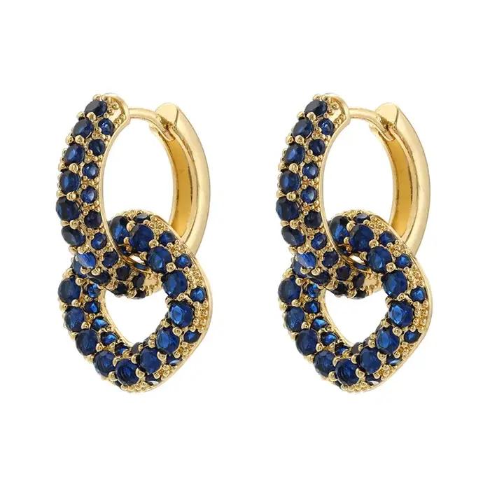 Boucles d'oreilles créoles petites pour femmes avec breloques carrées et zircone cubique – Bijoux fantaisie colorés en gros : VE917