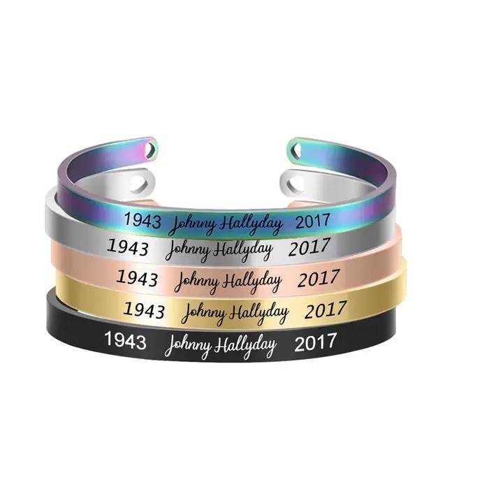 6mm Johnny Hallyday nom personnalisé Bracelet en acier inoxydable manchette