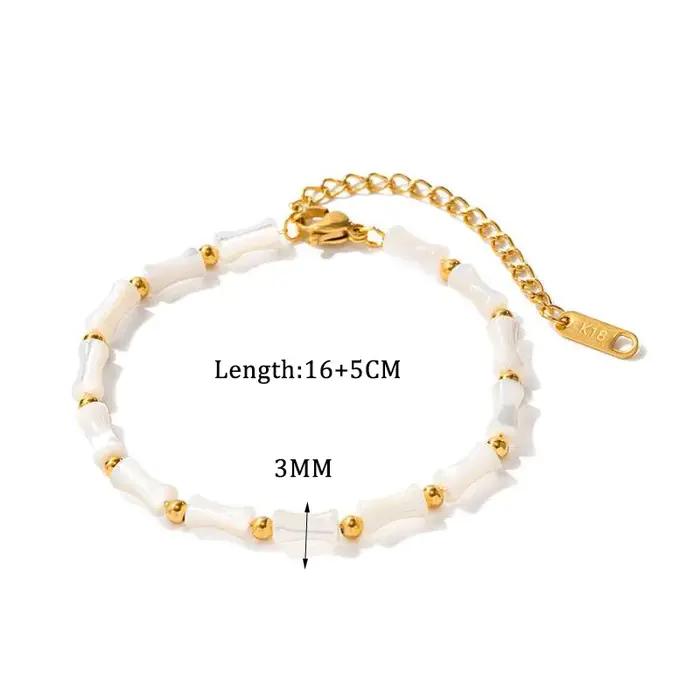 Bracelet de perles de coquillage de mer de 3mm pour femmes, bijoux sur la main, cadeau de fête, en acier inoxydable, livraison gratuite, tendance