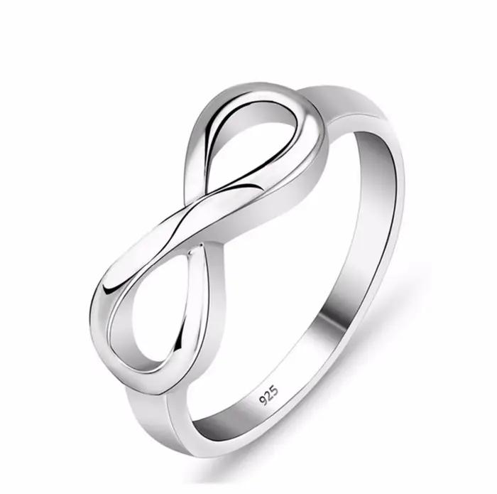 Bague éternité couleur argent pour femme, bijoux à la mode, breloques, amour sans fin, symboles, cadeau meilleur ami