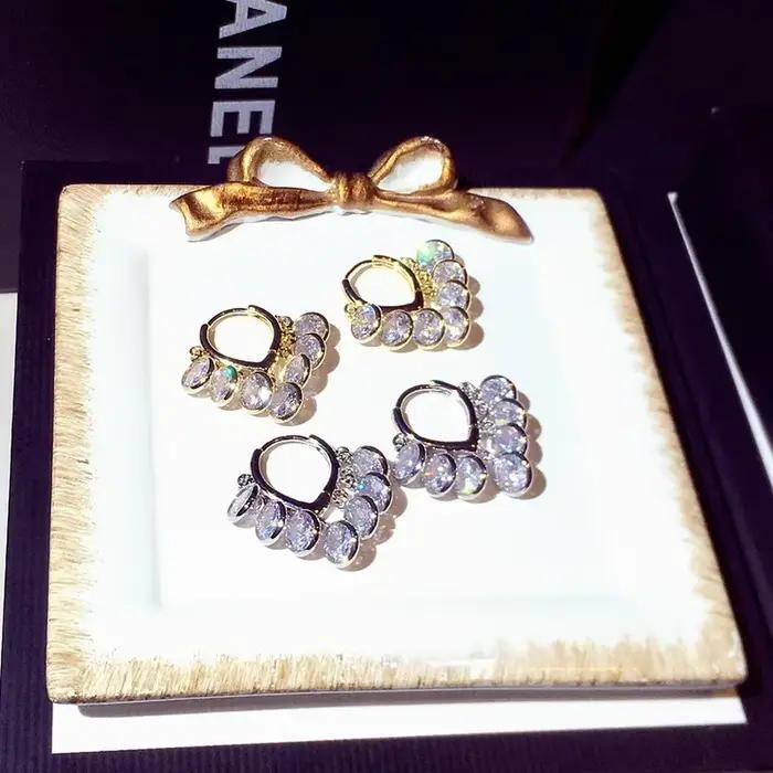Zunderes-Boucle d'oreille avec pompons brillants pour femme, biscuits super charme, clou d'oreille de fiançailles, pendentif de mariage, mode de tempérament, qualité supérieure