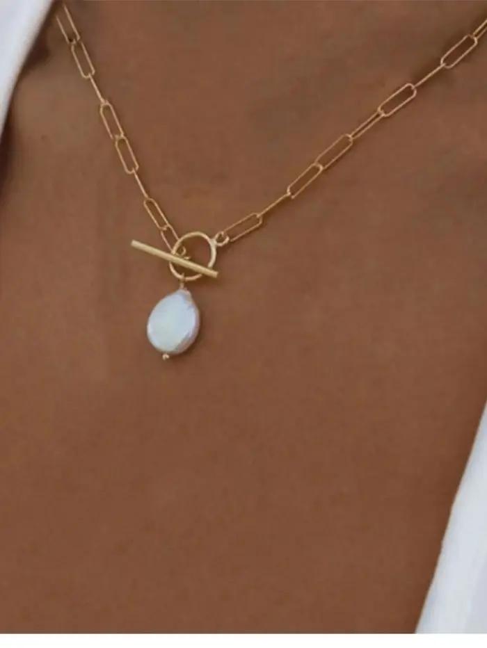 Collier pendentif en perles baroques naturelles pour hommes et femmes, tour de cou en ULnoire vintag