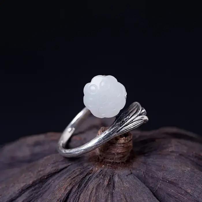 Amxiu-Bague de Luxe en Argent Sterling 925 et Pierre Naturelle, Anneau Ouvert pour Femme, Accessoires de ix, Cadeau pour Mère, Anel Bijoux