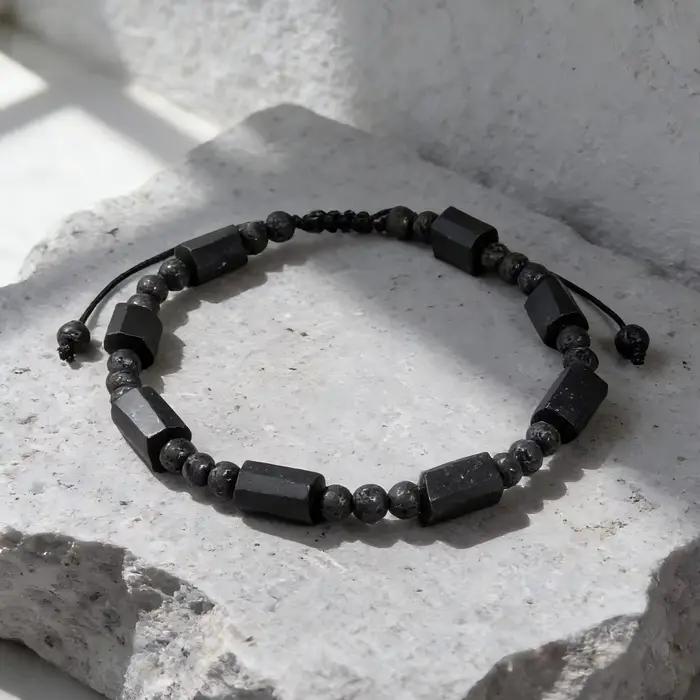 Bracelet en tourmaline noire, bijoux en pierre naturelle, bracelets personnalisés, bracelets de couple, bracelets pour homme, accessoires pour femmes