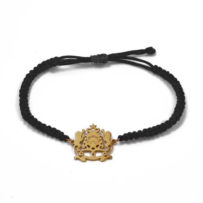 Bracelet en corde rouge et noir avec symbole du drapeau marocain ethnique pour femmes occasions spéciales cadeau culturel