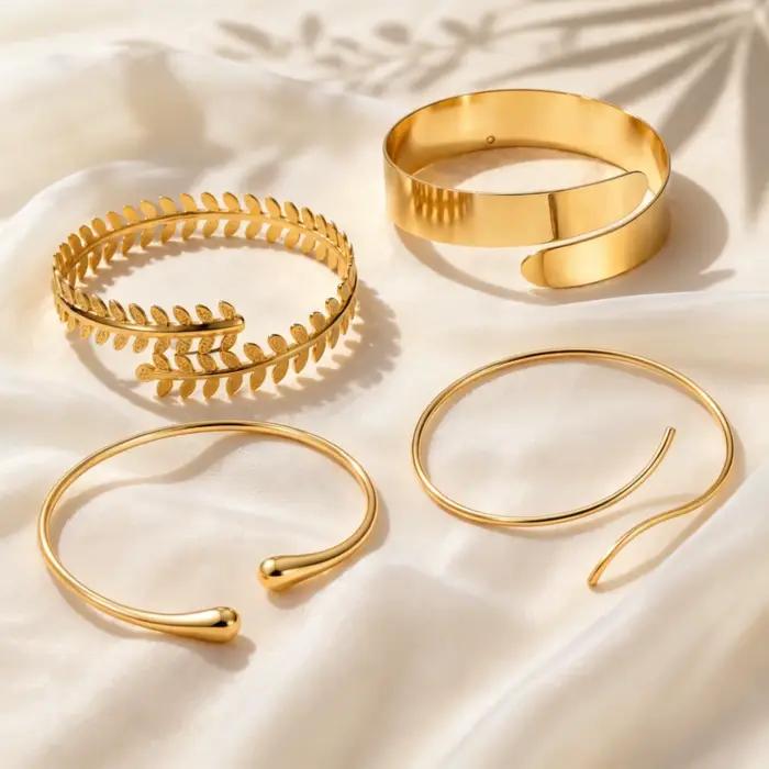Bracelets de cheville plaqués or exquis pour femmes