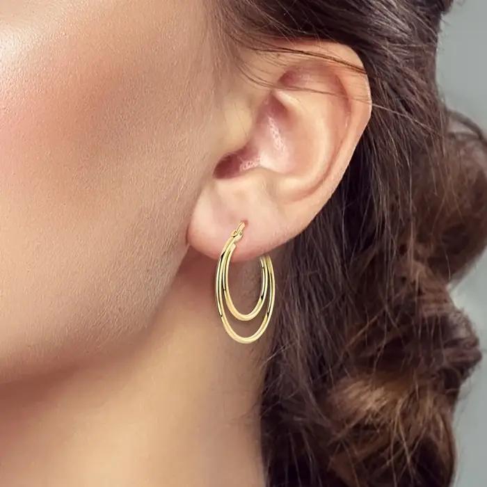 Boucles d'oreilles en argent sterling 925 dorées pour femmes