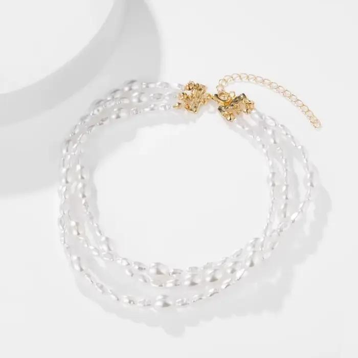 Collier ras du cou en Imitation de perles pour femmes, Simple, Baroque, chaîne de perles, tempérament élégant, bijoux de fête de mariage, nouvelle collection 2024