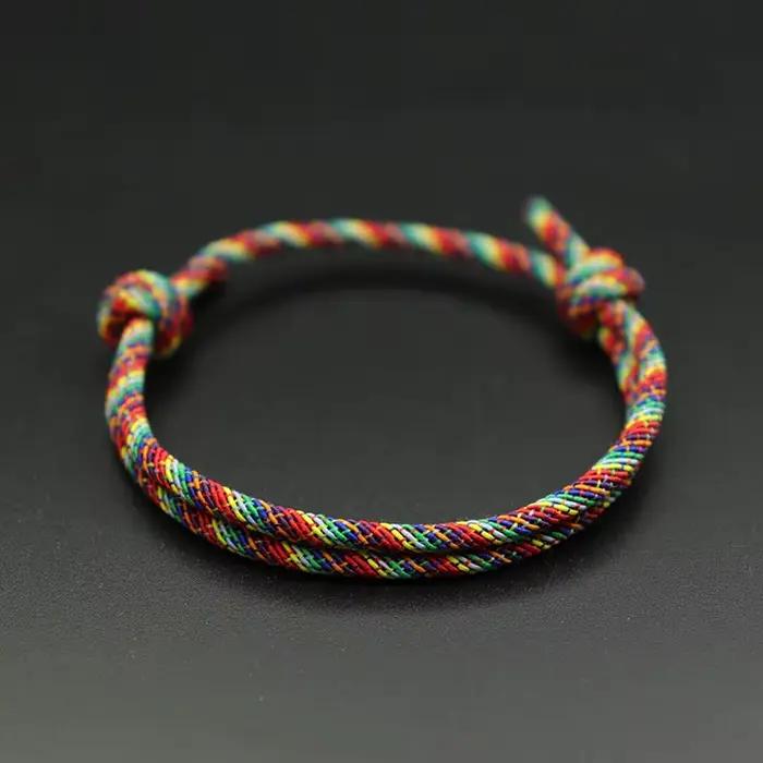 Bohème 100% coton corde Bracelet hommes femmes bohême fait à la main Macram Braslet réglable LGBT Br