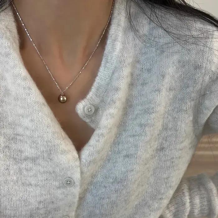 Collier de perles couleur thé pour femmes, luxe et raffinement, idéal pour anniversaire et cadeau spécial