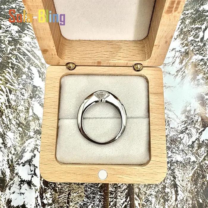Sola-Bling 1ct Moissanite anneau 100% passe diamant testeur stylo rotatif univers étoile 925 bagues en argent Sterling pour les femmes bijoux