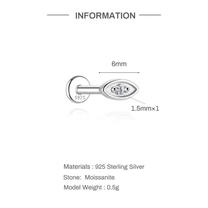 Aide Mini 2/3/4mm Moissanite boucle d'oreille pour les femmes 925 en argent Sterling boucle d'oreill