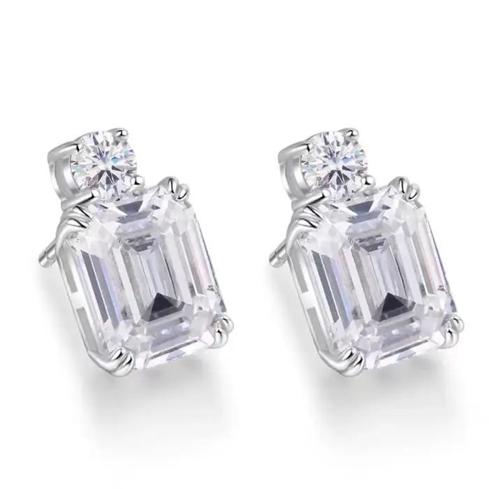 Boucles d'Oreilles Élégantes en Argent Sterling 925 Serties d'Émeraudes, Saphirs, Aigue-Maries et Diamants pour Occasions Spéciales Unisexe