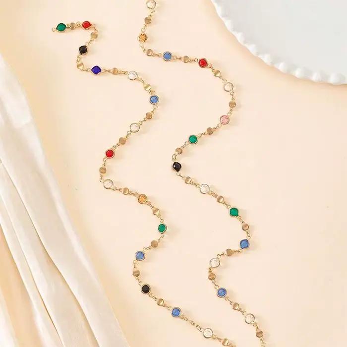 LATS nouveau luxe coloré Long gland collier pour femmes brillant strass cristal Zircon tour de cou bohème déclaration bijoux cadeaux