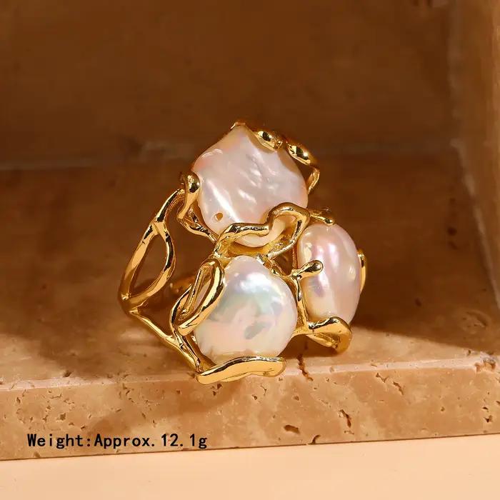 Bague en perles d'eau douce baroques plaquées or 18 carats bijou de célébration pour femme occasions spéciales mariage anniversaire
