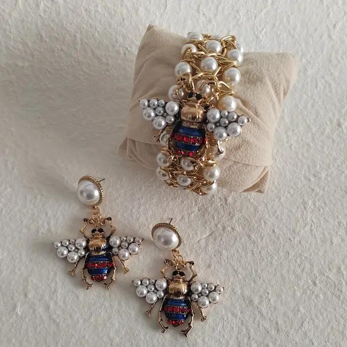 Ensemble de bijoux en cristal bleu marine pour femme