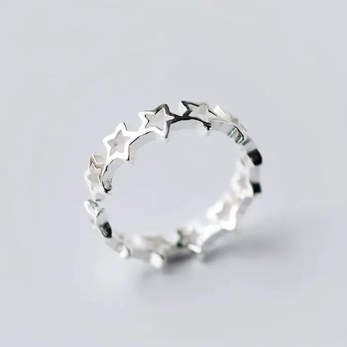Huitan – bagues d'ouverture réglables étoiles fantaisie pour femmes, plaqué argent, usage quotidien,