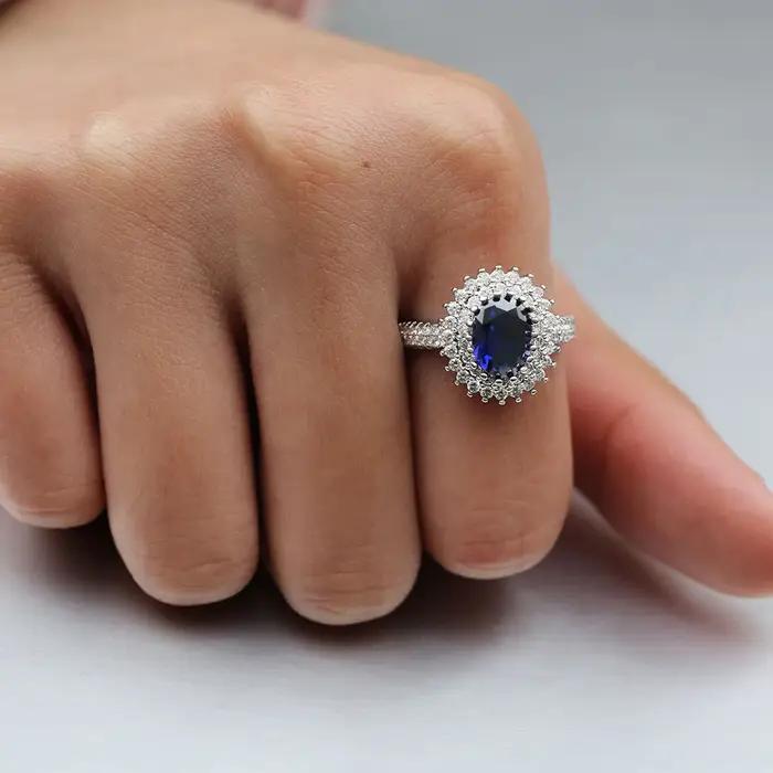 Huitan – bague d'anniversaire de mariage avec coupe ovale