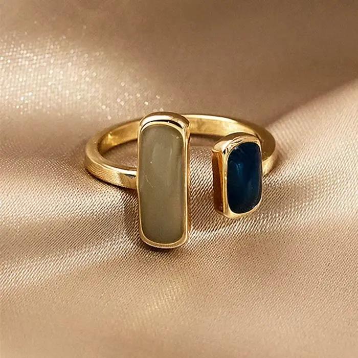 Bague en émail goutte à goutte colorée réglable pour femmes