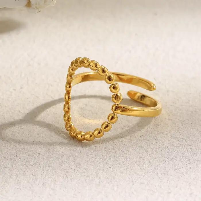 Bague circulaire en perles creuses femme minimaliste plaqué or 18 carats pour anniversaire et occasions spéciales